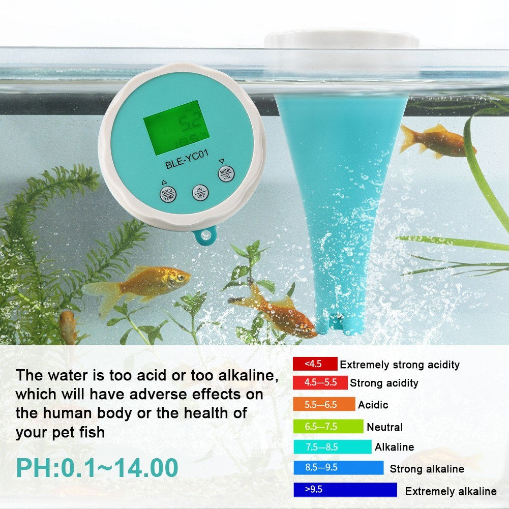 6-in-1 Portable Water Quality Detector with BT App & LCD Display (PH, EC, TDS, ORP, Temp, Chlorine)