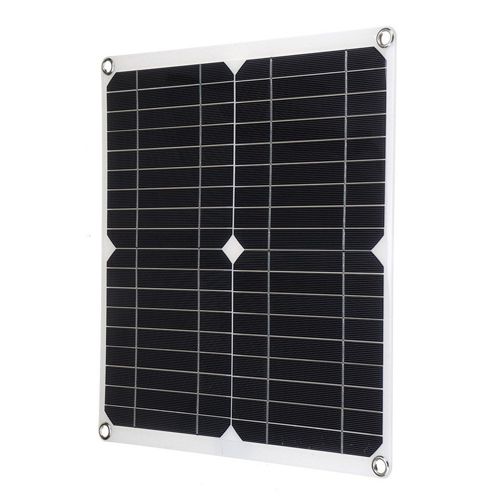 Waterproof 18V 25W Monocrystalline Solar Panel Kit with Dual USB & 12/24V 60A PWM Controller for Outdoor Camping