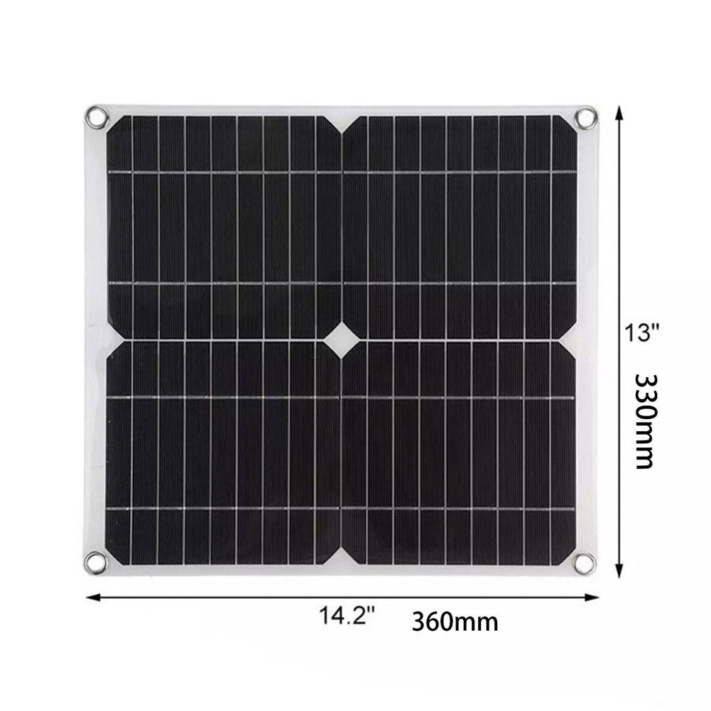 Waterproof 18V 25W Monocrystalline Solar Panel Kit with Dual USB & 12/24V 60A PWM Controller for Outdoor Camping
