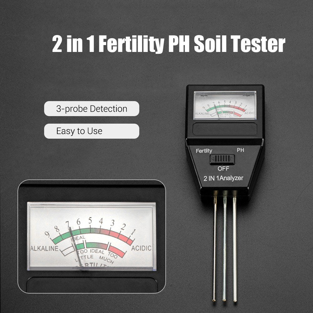 Portable 2-in-1 Soil pH & Fertility Analyzer: Multifunction Tester for Garden, Lawn, Farm, Orchard & Greenhouse