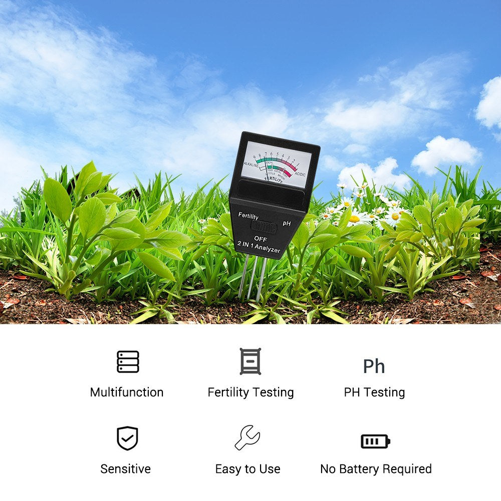 Portable 2-in-1 Soil pH & Fertility Analyzer: Multifunction Tester for Garden, Lawn, Farm, Orchard & Greenhouse