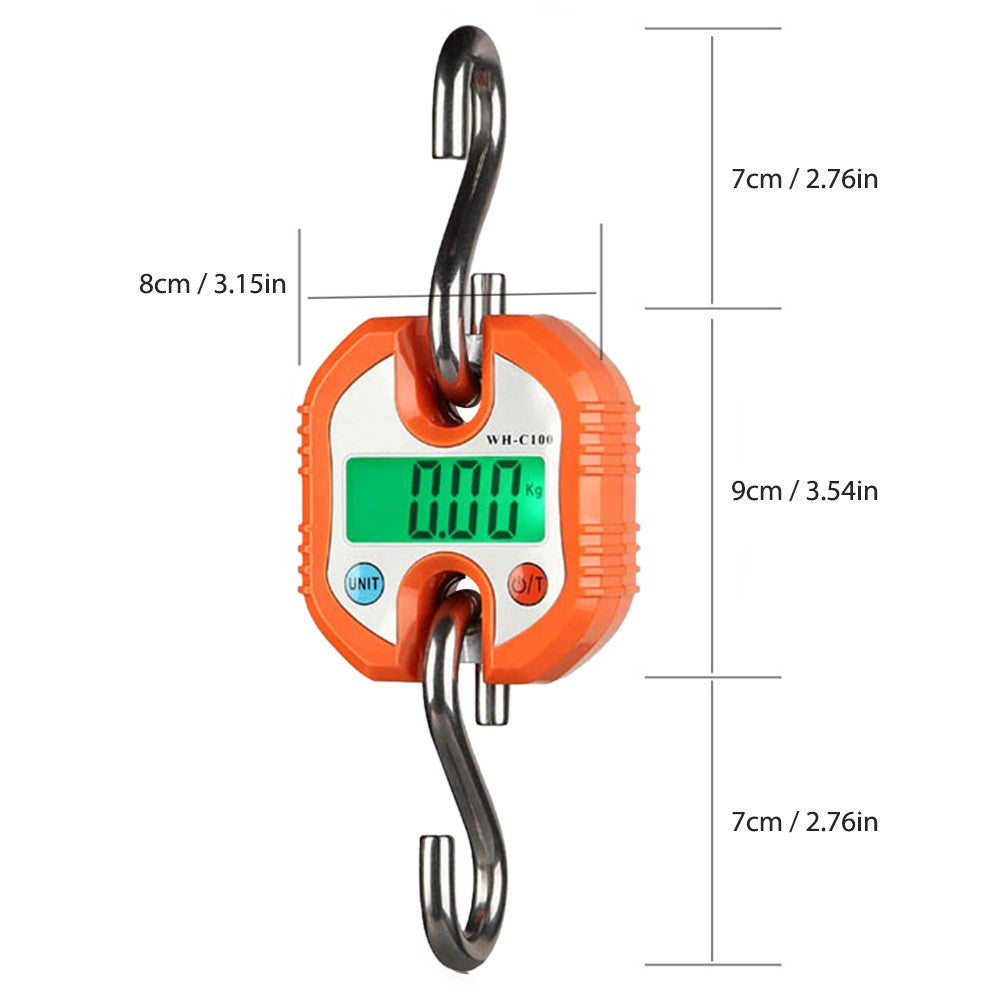 Portable Digital Hanging Scale 150kg/330lb with LCD Backlight & Steel Hook for Farm, Fishing, Hunting, Food Market & Outdoor Use