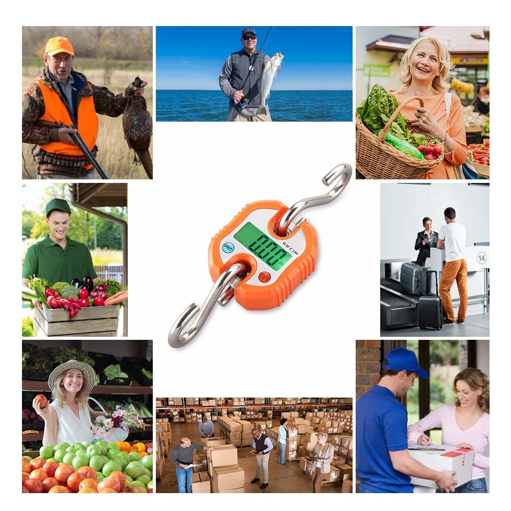 Portable Digital Hanging Scale 150kg/330lb with LCD Backlight & Steel Hook for Farm, Fishing, Hunting, Food Market & Outdoor Use