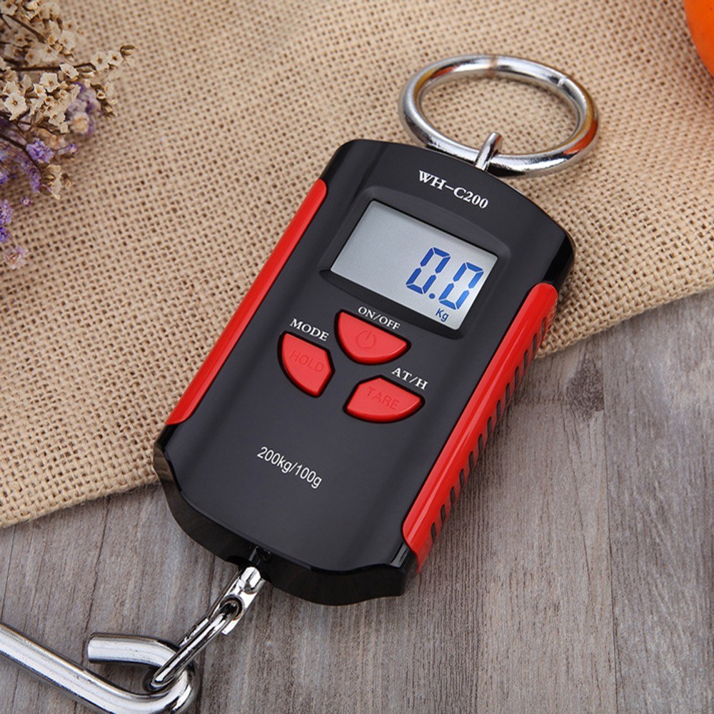 Portable Digital Hanging Scale 200kg/440lb LCD Backlight with Steel Hook for Farm, Fishing, Hunting, Food Market, Outdoor