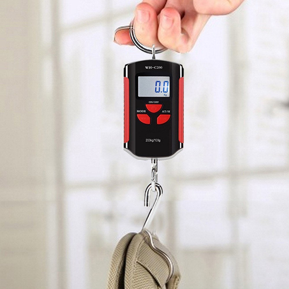 Portable Digital Hanging Scale 200kg/440lb LCD Backlight with Steel Hook for Farm, Fishing, Hunting, Food Market, Outdoor