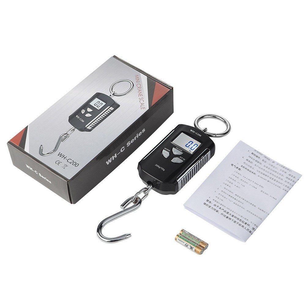 Portable Digital Hanging Scale 200kg/440lb LCD Backlight with Steel Hook for Farm, Fishing, Hunting, Food Market, Outdoor