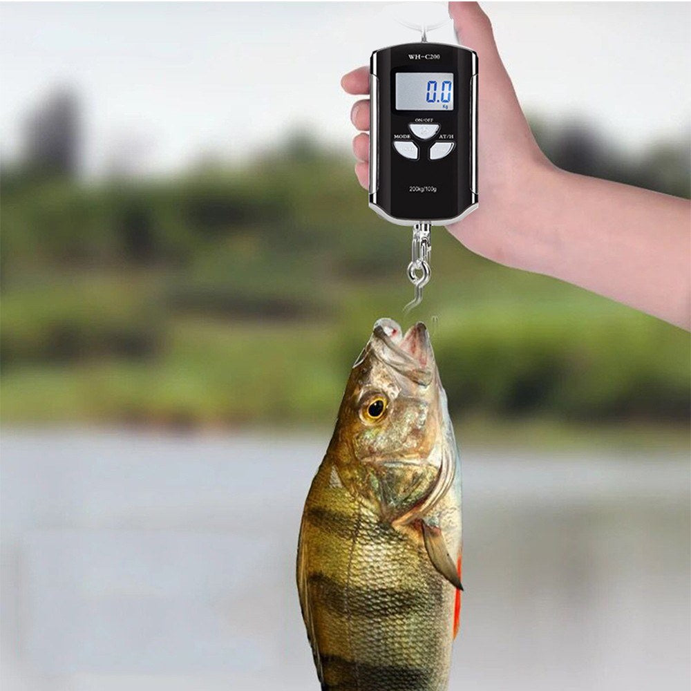 Portable Digital Hanging Scale 200kg/440lb LCD Backlight with Steel Hook for Farm, Fishing, Hunting, Food Market, Outdoor