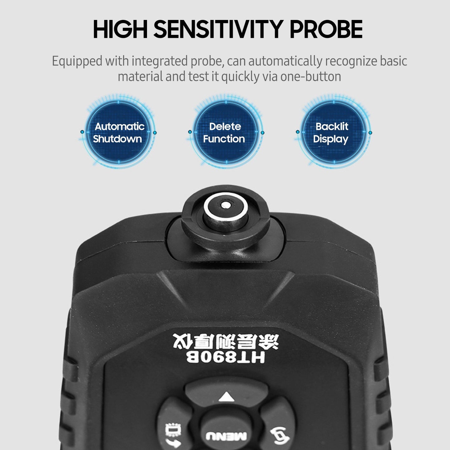 Hantek HT890B Portable Paint Coating Thickness Gauge with Backlit LCD & Alarm for Automotive Use