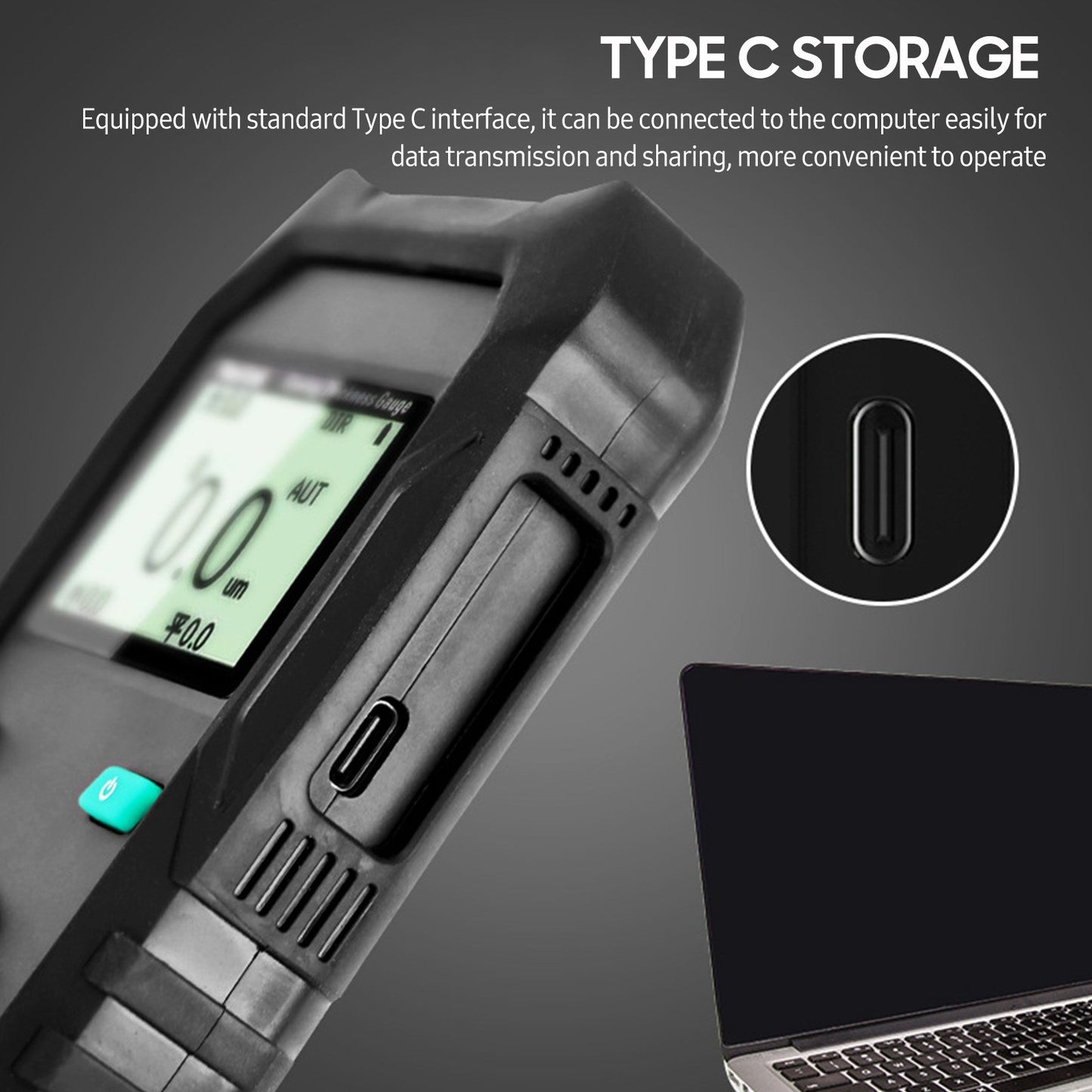 Hantek HT890B Portable Paint Coating Thickness Gauge with Backlit LCD & Alarm for Automotive Use
