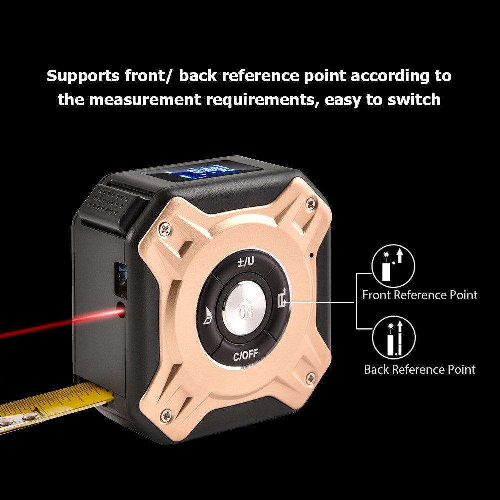 3-in-1 Rechargeable Laser Tape Measure - 16Ft Measuring Tape & 131Ft Digital Rangefinder