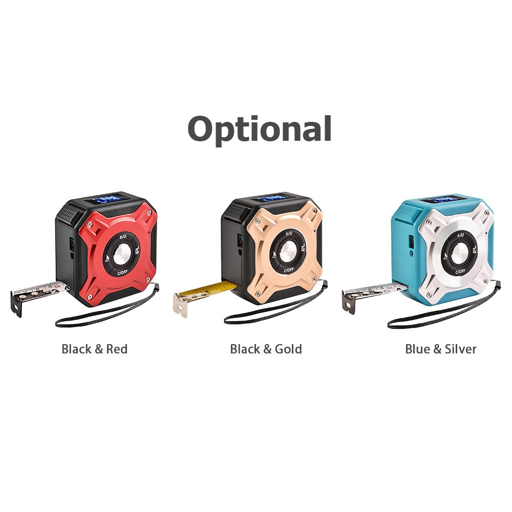 3-in-1 Rechargeable Laser Tape Measure - 16Ft Measuring Tape & 131Ft Digital Rangefinder