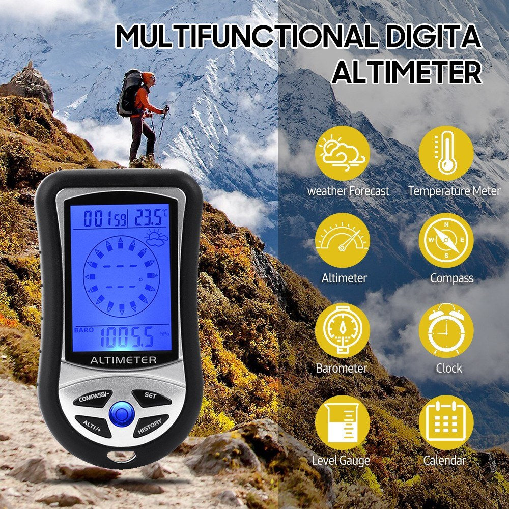 8-in-1 Digital Altimeter Barometer Compass Thermometer LCD Multifunction Device