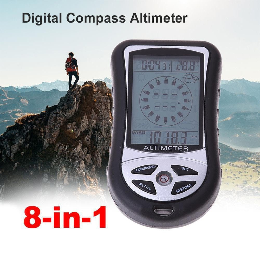 8-in-1 Digital Altimeter Barometer Compass Thermometer LCD Multifunction Device