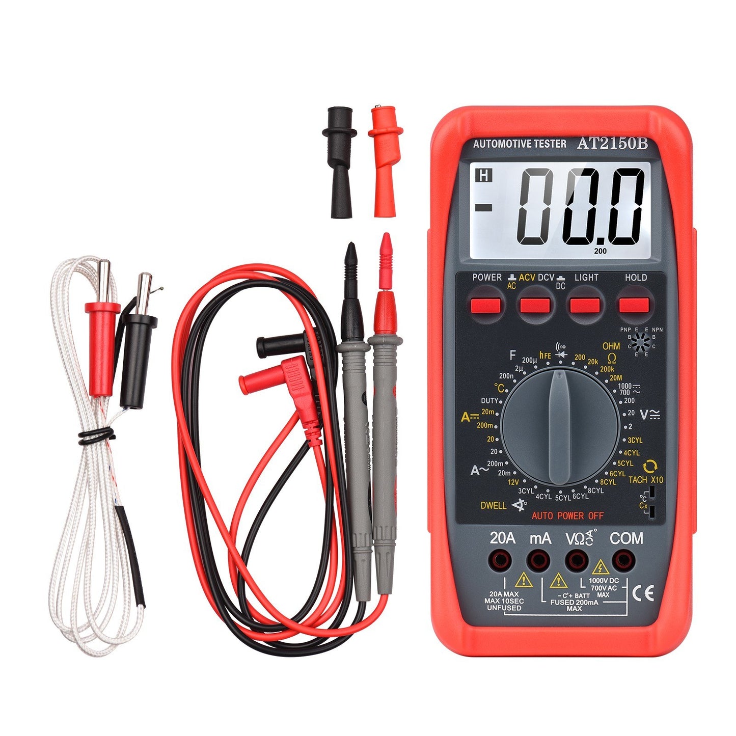 1999-Count Smart Digital Multimeter with LCD Backlight - Automotive AC/DC Voltage, Current, Resistance & Temperature Tester