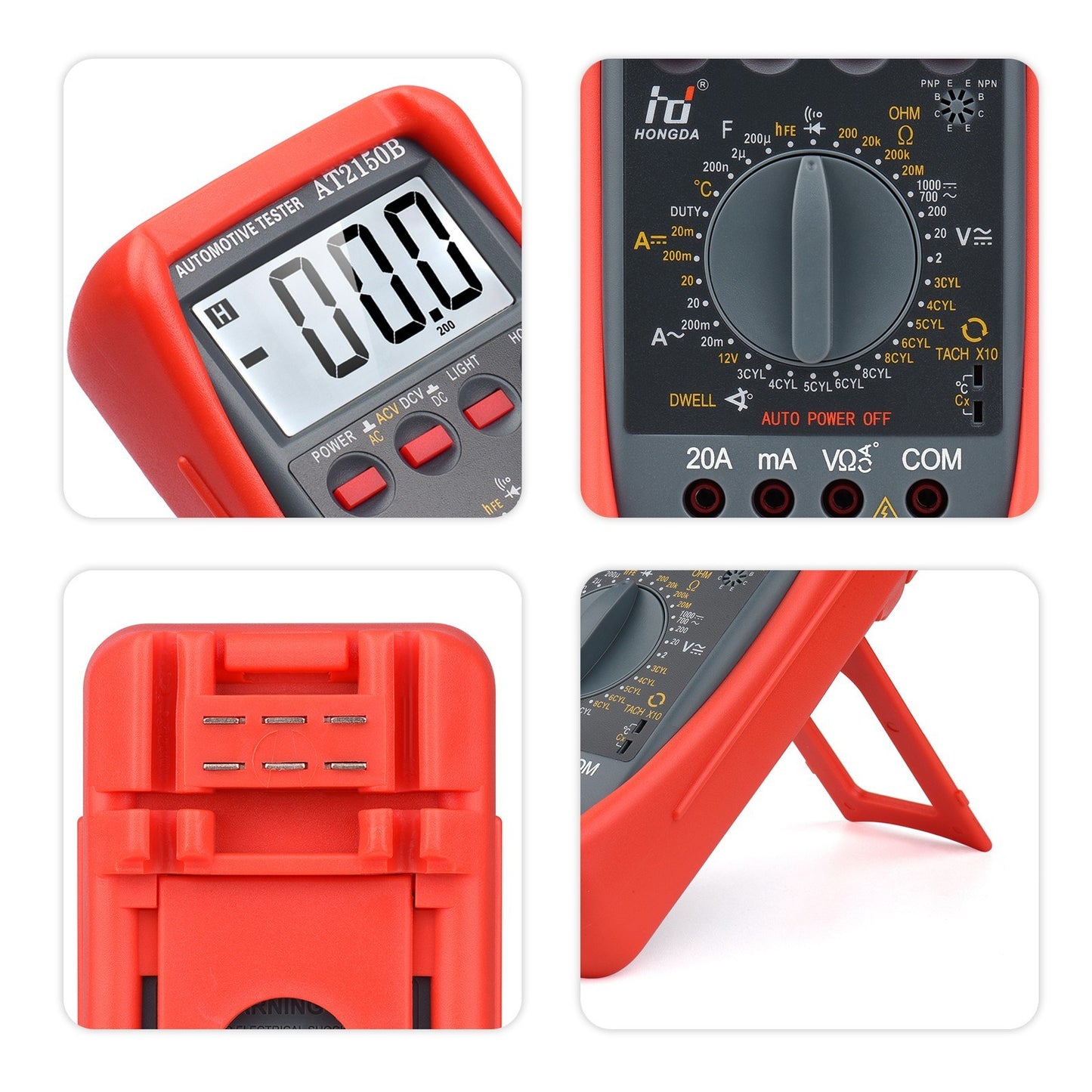 1999-Count Smart Digital Multimeter with LCD Backlight - Automotive AC/DC Voltage, Current, Resistance & Temperature Tester