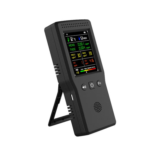 9-in-1 Handheld Air Quality Monitor: Temp, Humidity, PM2.5/PM10, HCHO, TVOC, CO, CO2, AQI