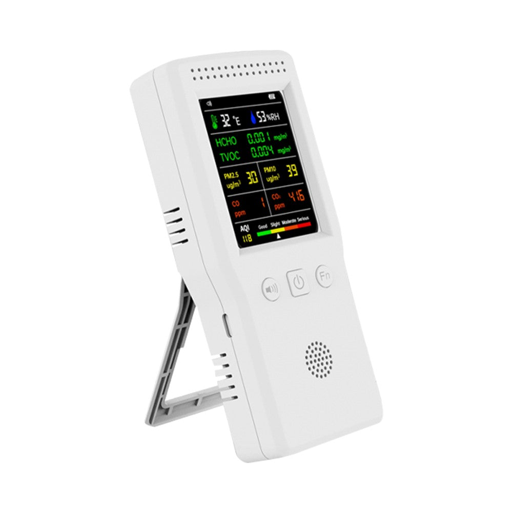 9-in-1 Handheld Air Quality Monitor: Temp, Humidity, PM2.5/PM10, HCHO, TVOC, CO, CO2, AQI
