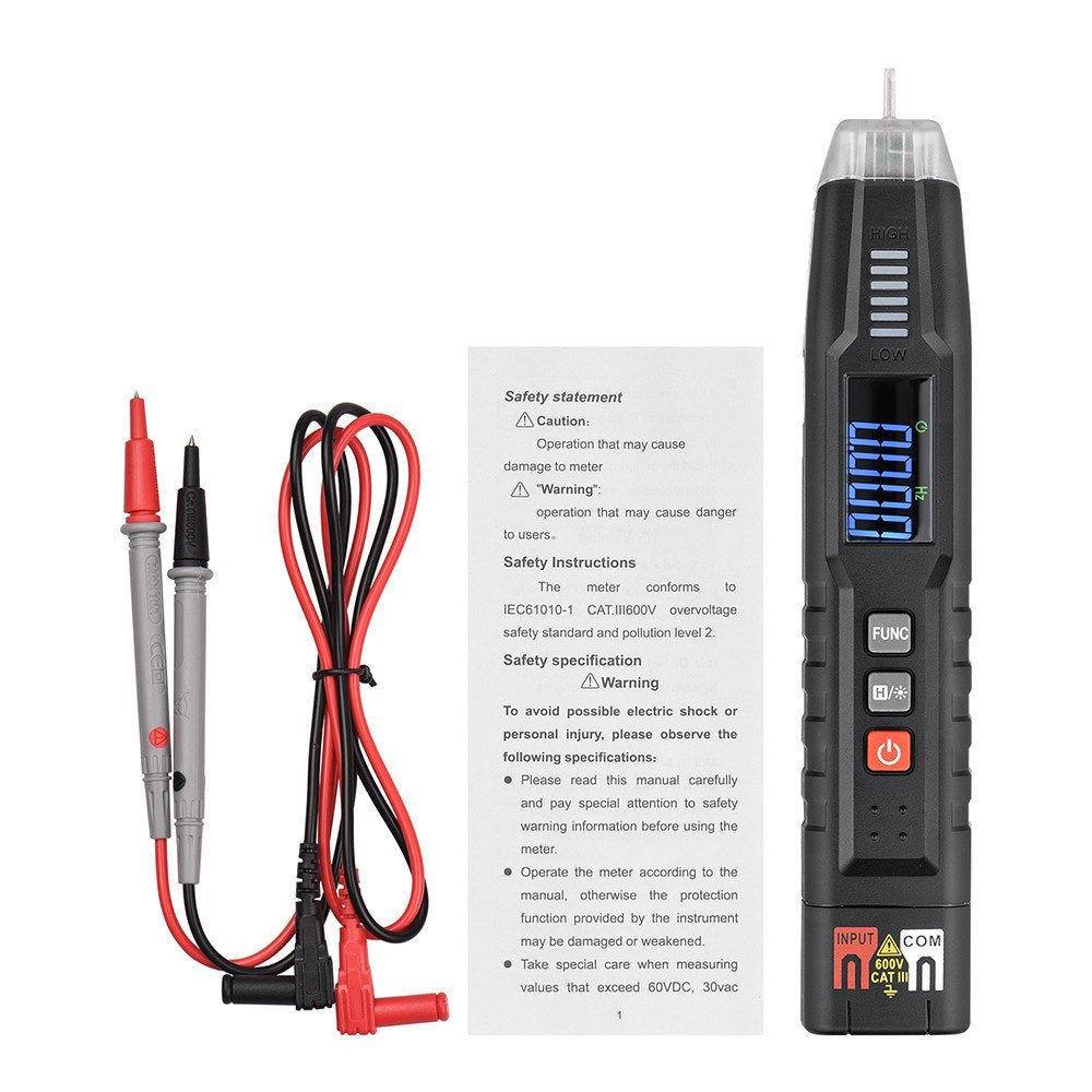 HABOTEST HT122 Pen Type Digital Multimeter - Smart Handheld True RMS LCD, 4000 Counts, NCV