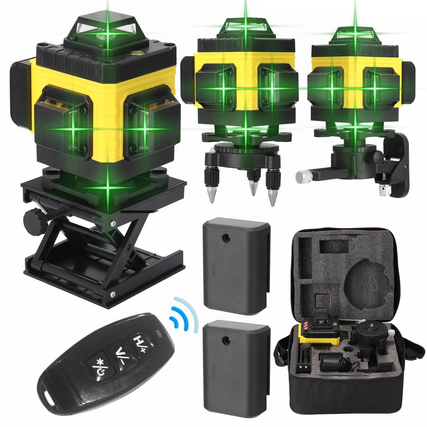 16-Line Multifunction Laser Level Tool with 3° Self-Leveling, Vertical & Horizontal Lines