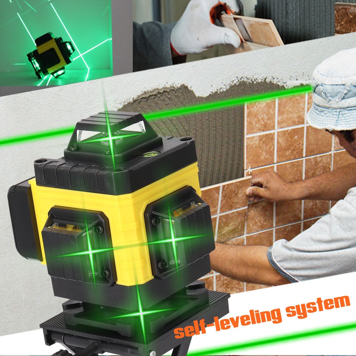 16-Line Multifunction Laser Level Tool with 3° Self-Leveling, Vertical & Horizontal Lines