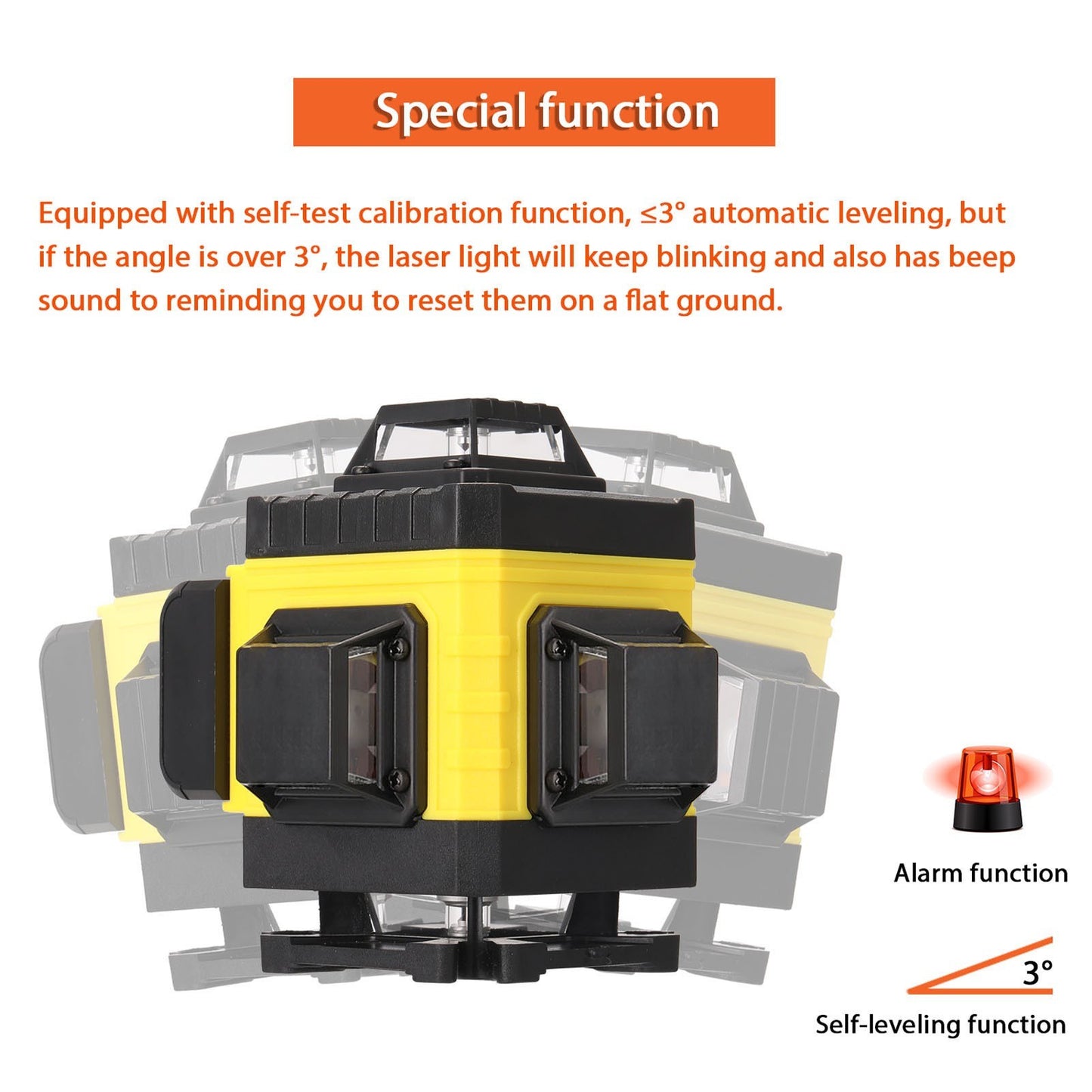 16-Line Multifunction Laser Level Tool with 3° Self-Leveling, Vertical & Horizontal Lines