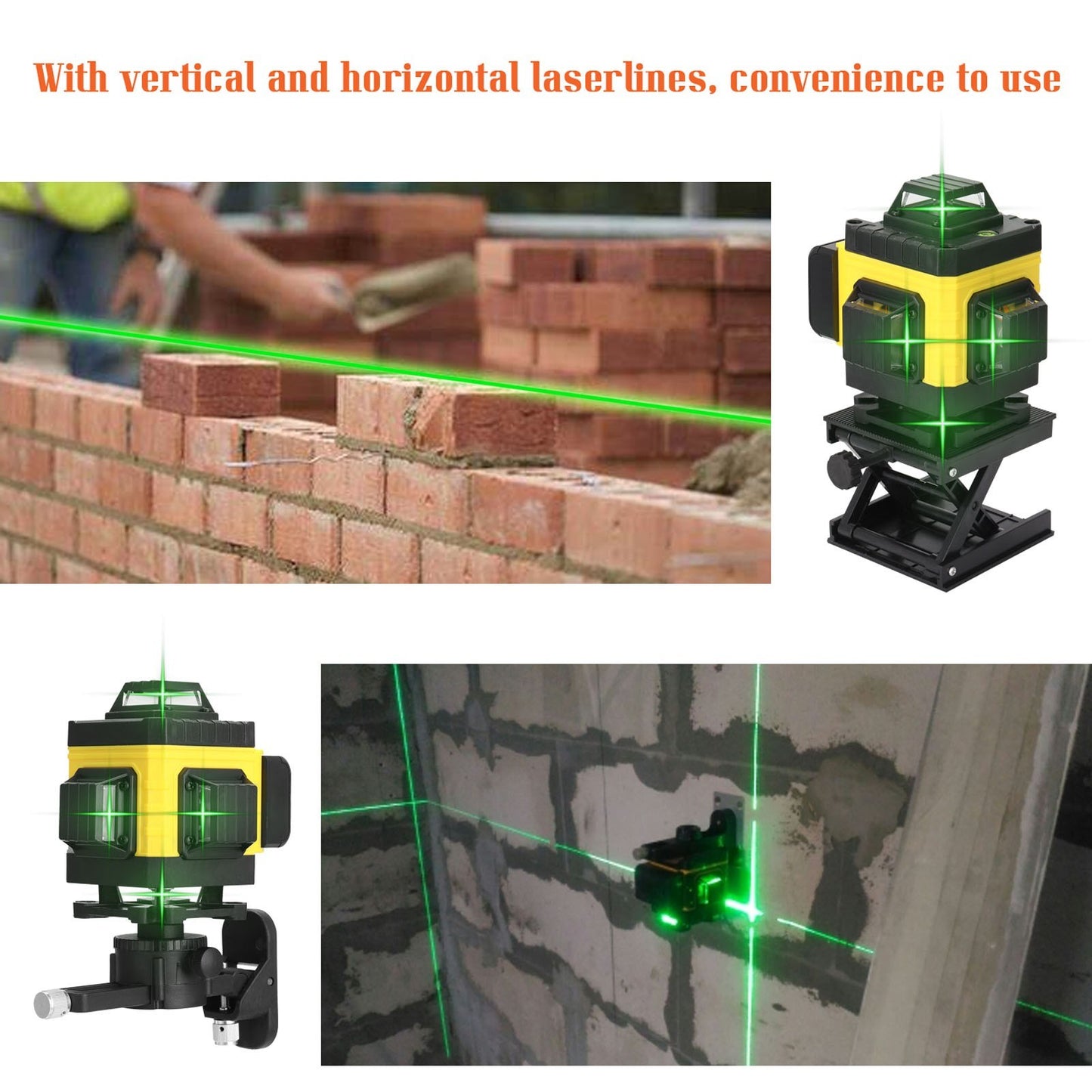 16-Line Multifunction Laser Level Tool with 3° Self-Leveling, Vertical & Horizontal Lines