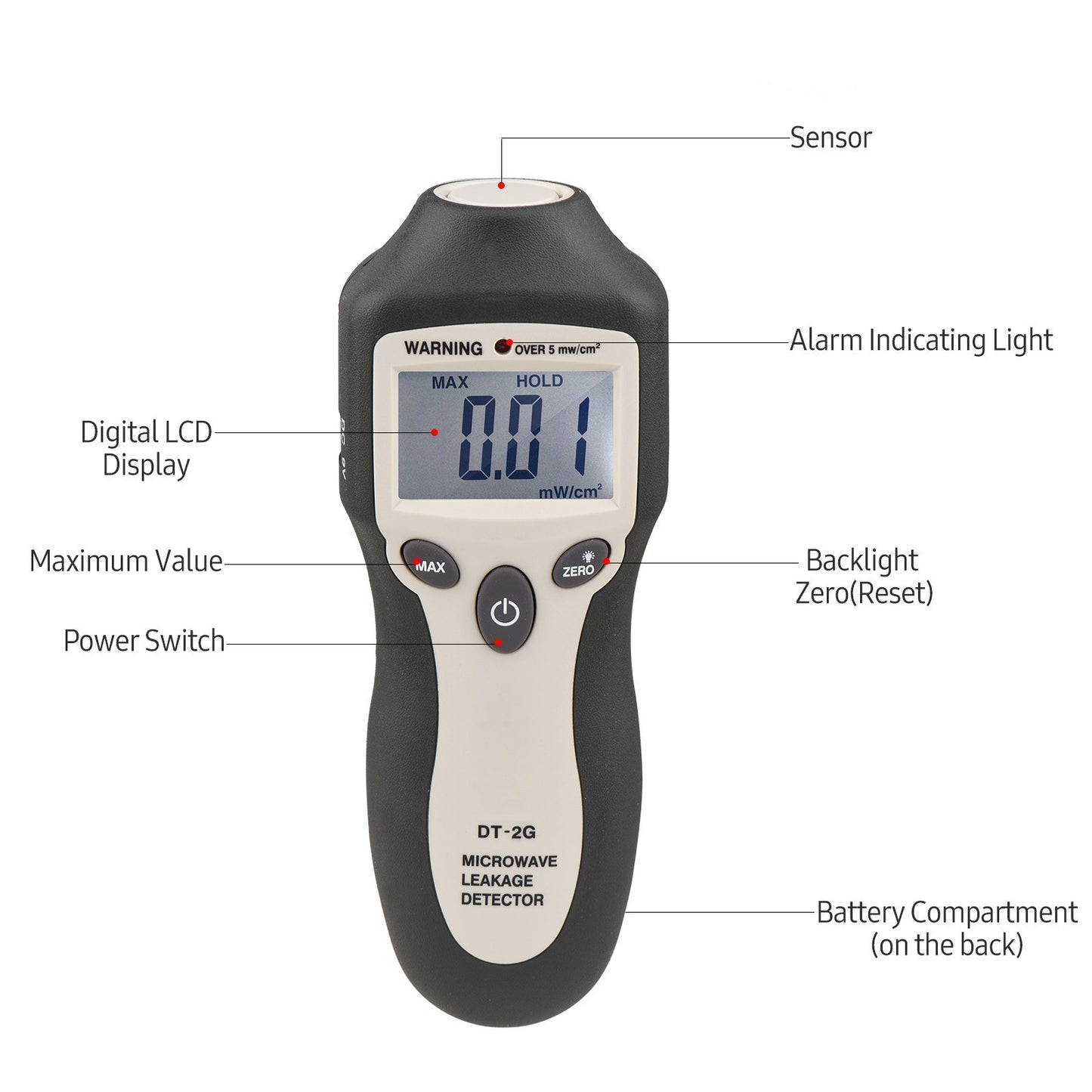DT-2G High Precision Handheld Microwave Leakage Detector with Digital LCD Display and Auto Alarm