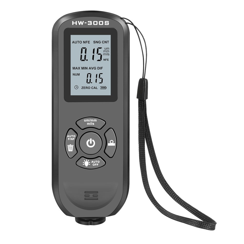 HW-300S Digital Coating Thickness Gauge - High Accuracy Paint Film Tester with LCD Backlight