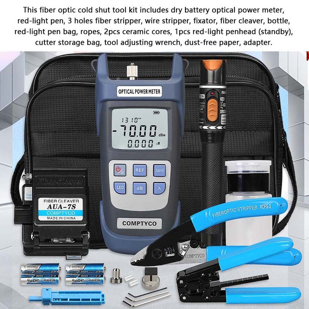 FTTH Multifunction Fiber Optic Tool Kit: Fiber Splicer, Optical Power Meter, Wire Pliers & Fiber Cleaver