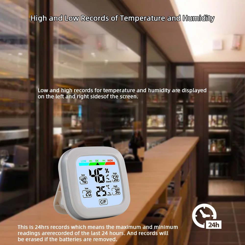 Wireless Indoor Digital Hygrometer Thermometer - Temperature & Humidity Monitor with Trend Backlight