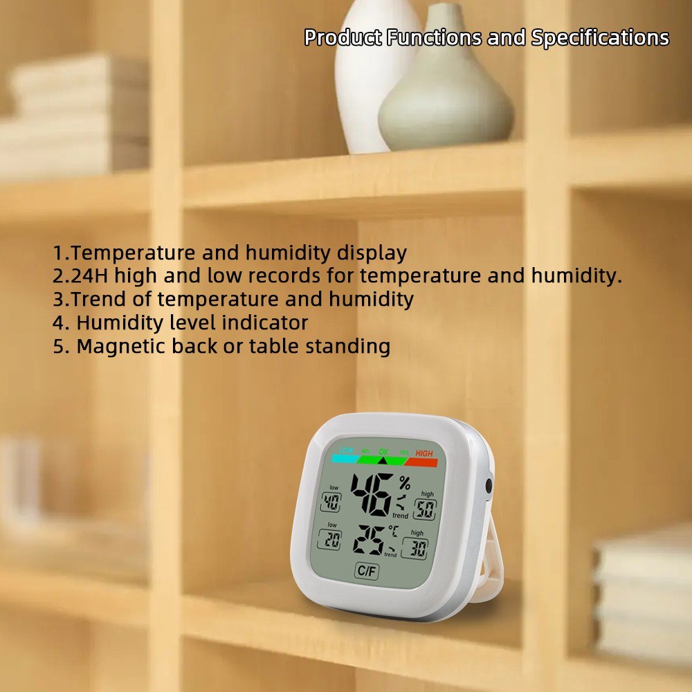 Wireless Indoor Digital Hygrometer Thermometer - Temperature & Humidity Monitor with Trend Backlight
