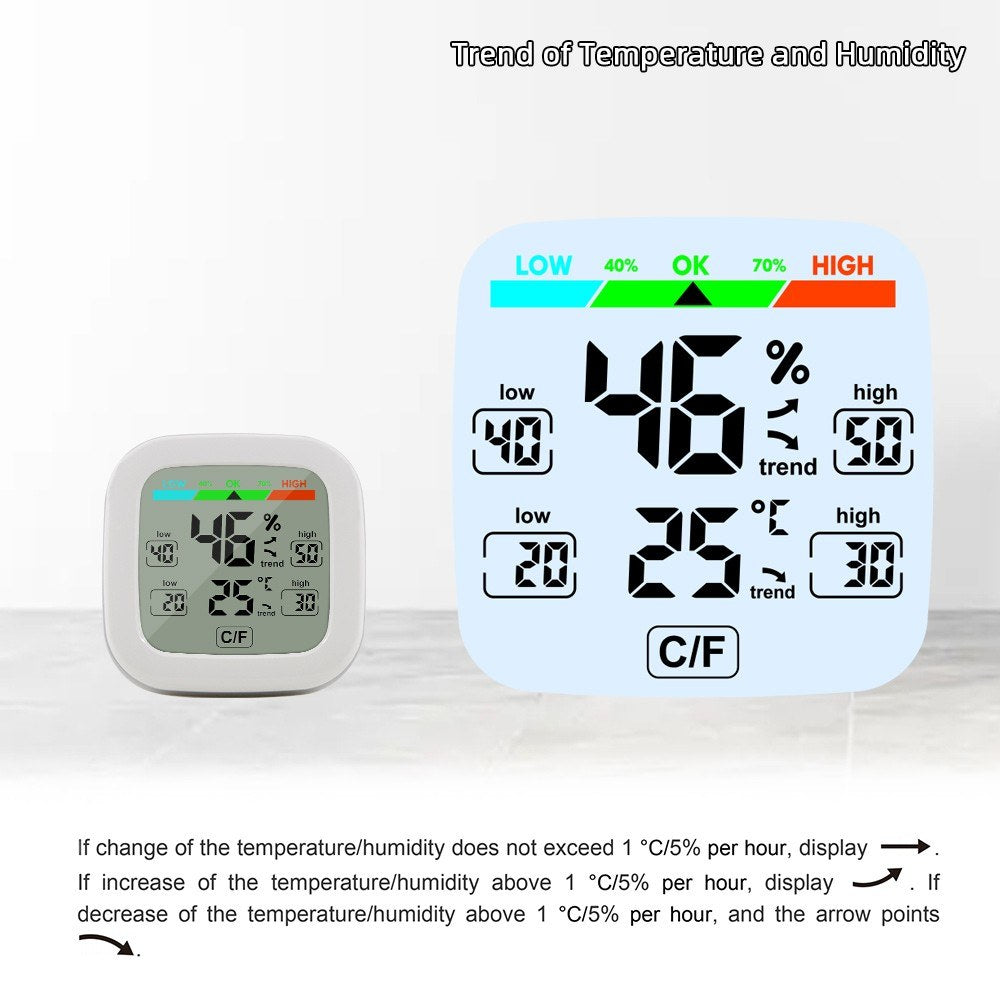 Wireless Indoor Digital Hygrometer Thermometer - Temperature & Humidity Monitor with Trend Backlight