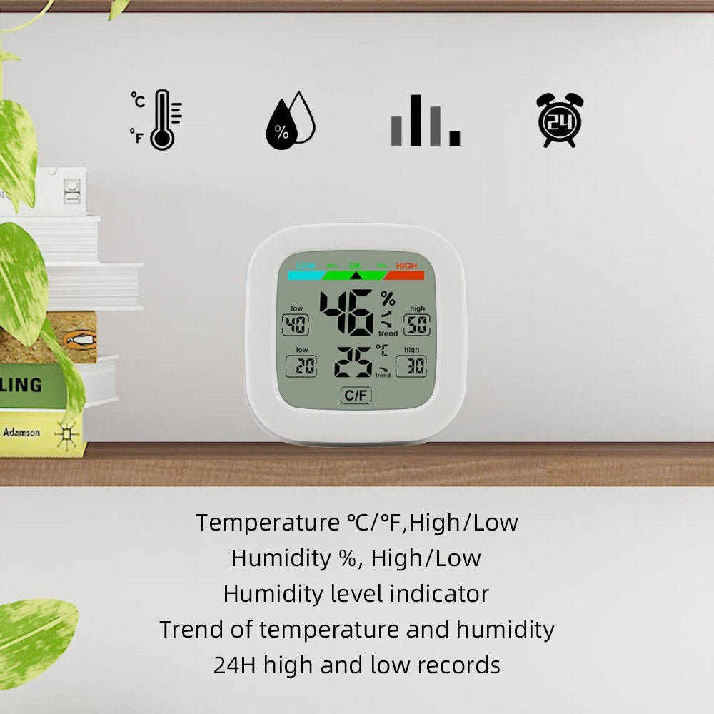 Wireless Indoor Digital Hygrometer Thermometer - Temperature & Humidity Monitor with Trend Backlight