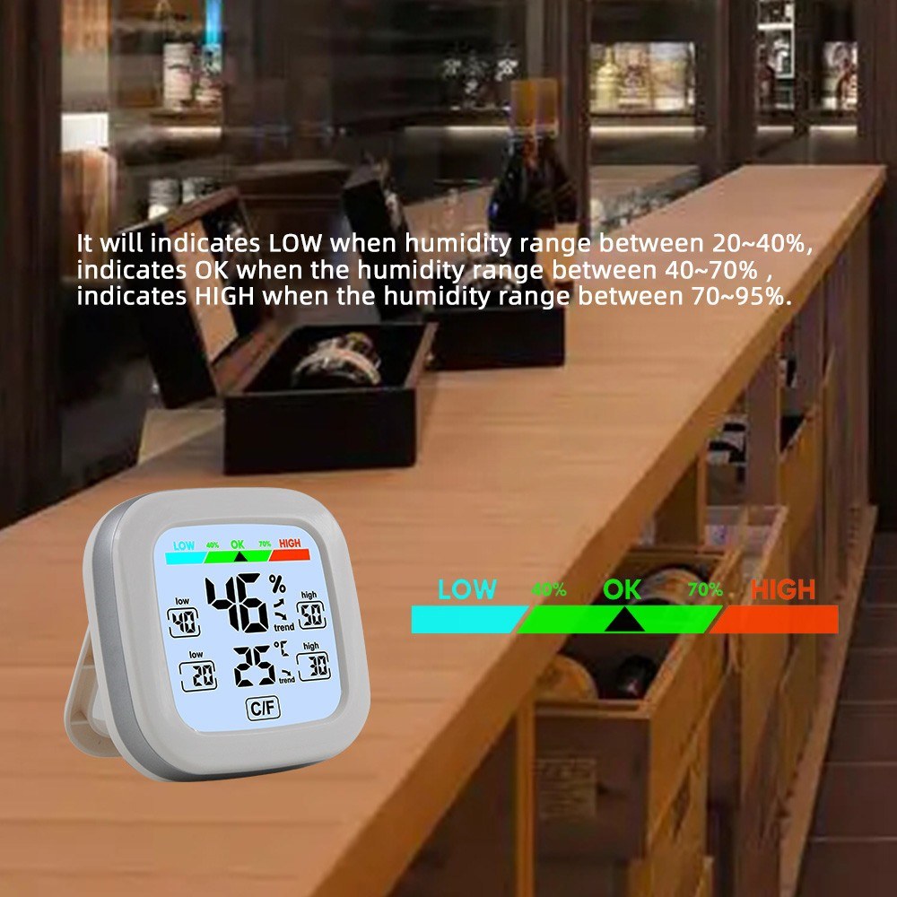 Wireless Indoor Digital Hygrometer Thermometer - Temperature & Humidity Monitor with Trend Backlight
