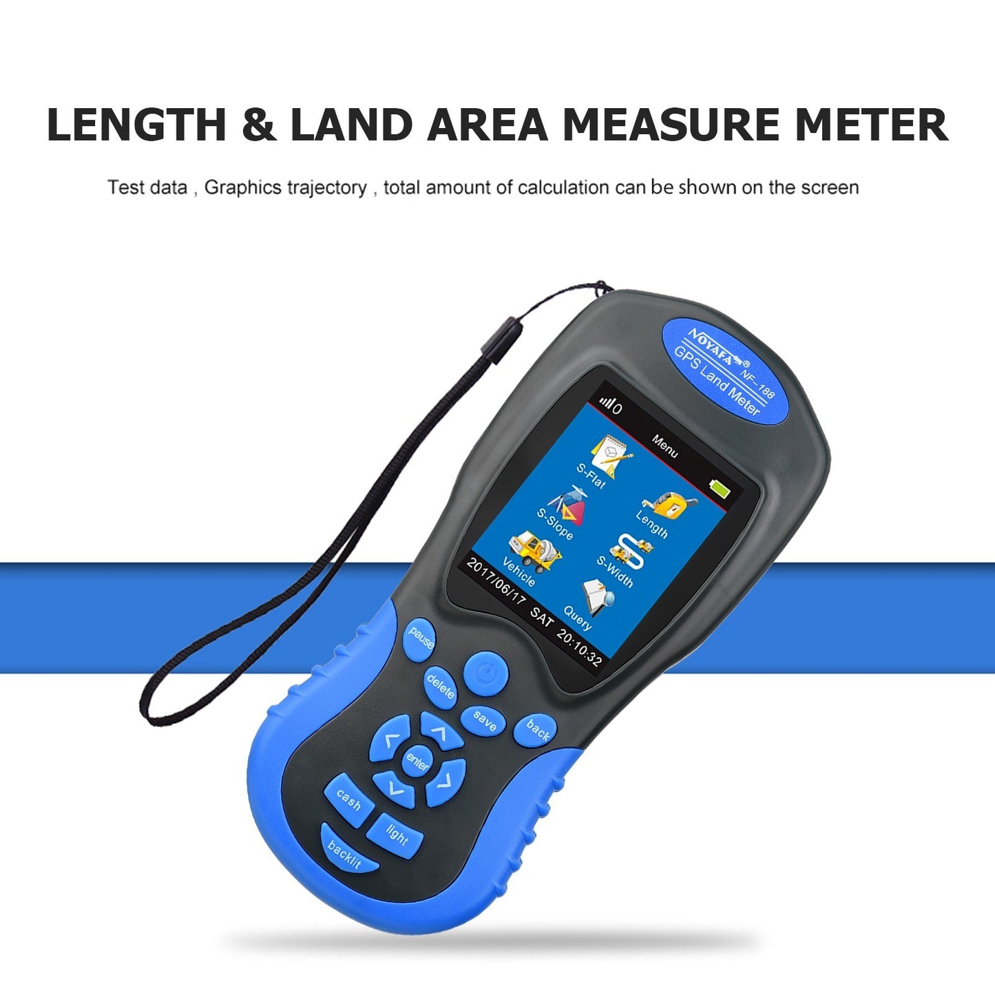 NOYAFA NF-188 GPS Handheld Land Meter - Digital LCD Area & Length Measuring Device for Farmland Surveying, Automatic & Manual Modes for Outdoor Use