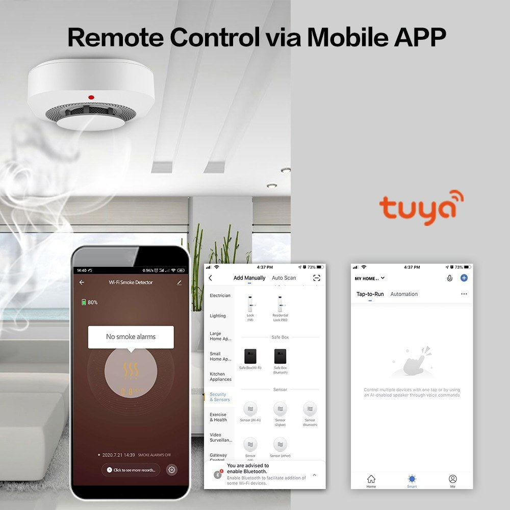 Smart WiFi Smoke Alarm with Mobile App Alerts: Kitchen, Bedroom, Warehouse - Alexa Compatible