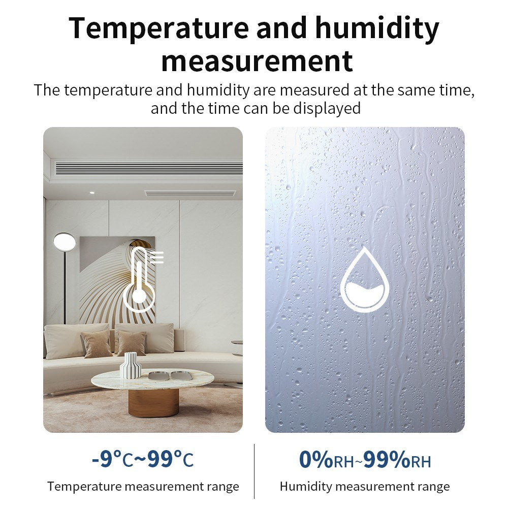 Tuya WiFi Smart Temperature & Humidity Sensor with Time & Date Display, Compatible with Alexa for Home & Office Use