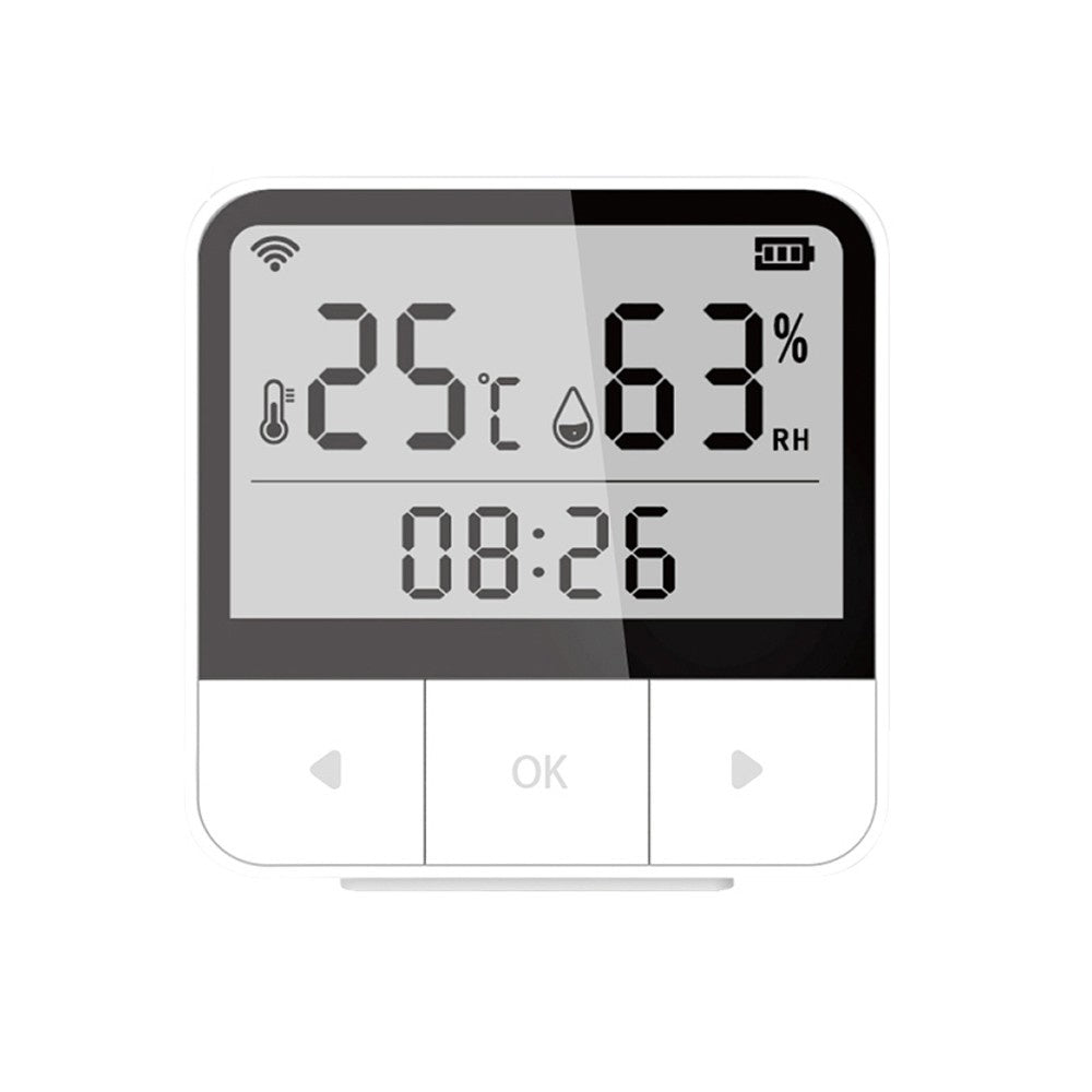 Tuya WiFi Smart Temperature & Humidity Sensor with Time & Date Display, Compatible with Alexa for Home & Office Use
