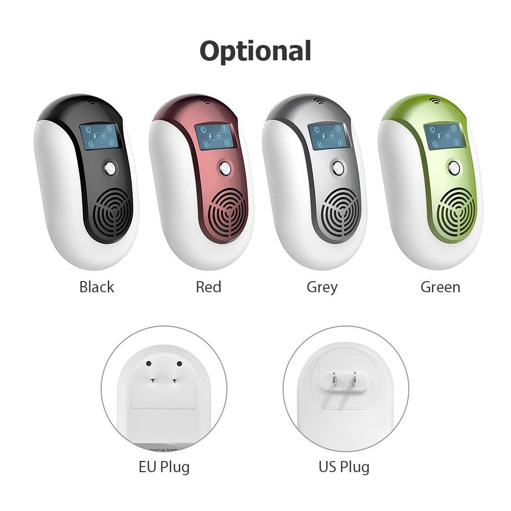 Portable Ultrasonic Pest Repellent with Variable Frequency and Flashing Light for Mosquito, Rat, Mouse, Bat, Cockroach, Fly, Ant, Gecko, Spider Control