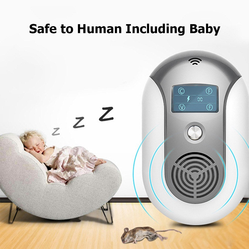 Portable Ultrasonic Pest Repellent with Variable Frequency and Flashing Light for Mosquito, Rat, Mouse, Bat, Cockroach, Fly, Ant, Gecko, Spider Control