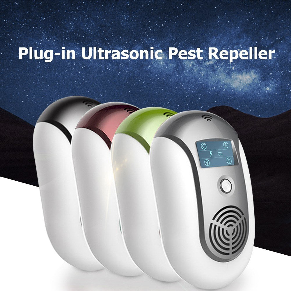 Portable Ultrasonic Pest Repellent with Variable Frequency and Flashing Light for Mosquito, Rat, Mouse, Bat, Cockroach, Fly, Ant, Gecko, Spider Control