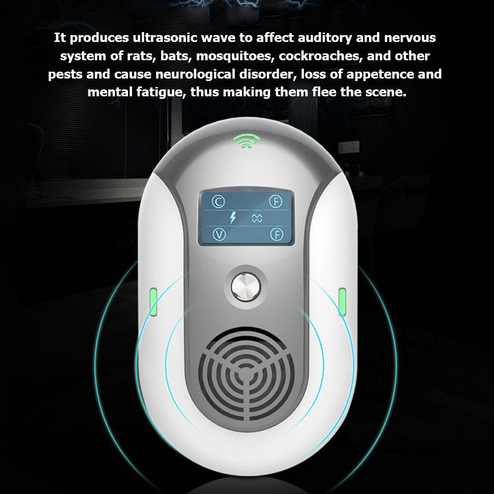 Portable Ultrasonic Pest Repellent with Variable Frequency and Flashing Light for Mosquito, Rat, Mouse, Bat, Cockroach, Fly, Ant, Gecko, Spider Control