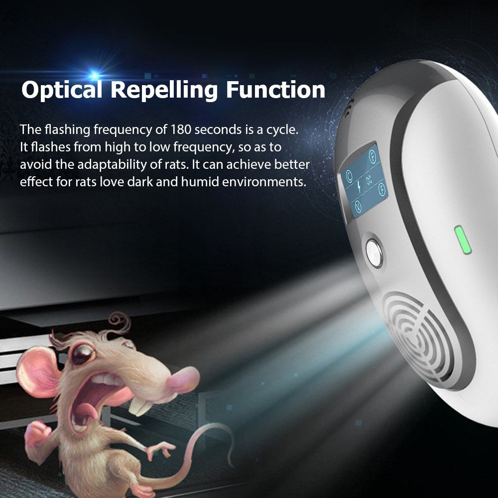 Portable Ultrasonic Pest Repellent with Variable Frequency and Flashing Light for Mosquito, Rat, Mouse, Bat, Cockroach, Fly, Ant, Gecko, Spider Control