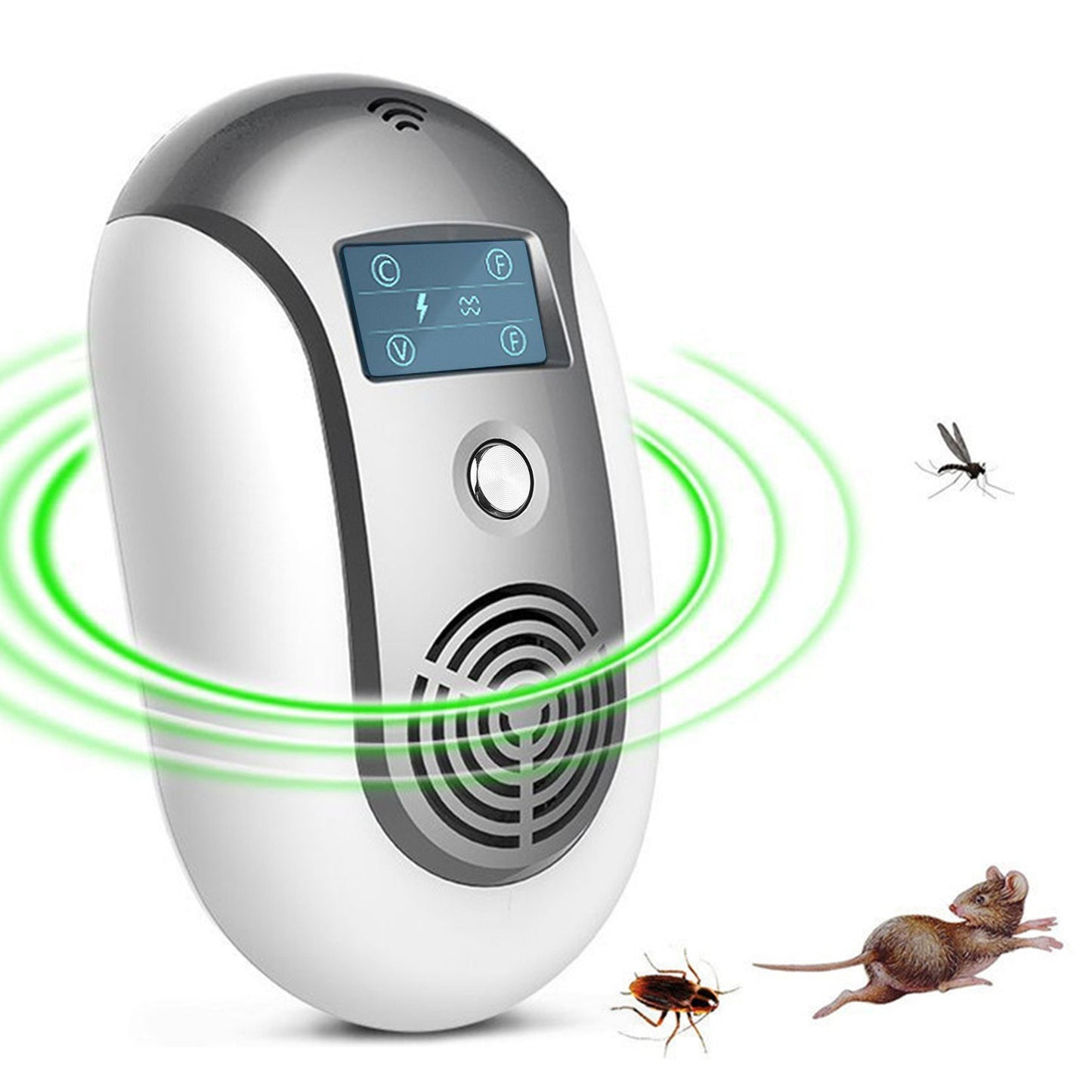 Portable Ultrasonic Pest Repellent with Variable Frequency and Flashing Light for Mosquito, Rat, Mouse, Bat, Cockroach, Fly, Ant, Gecko, Spider Control