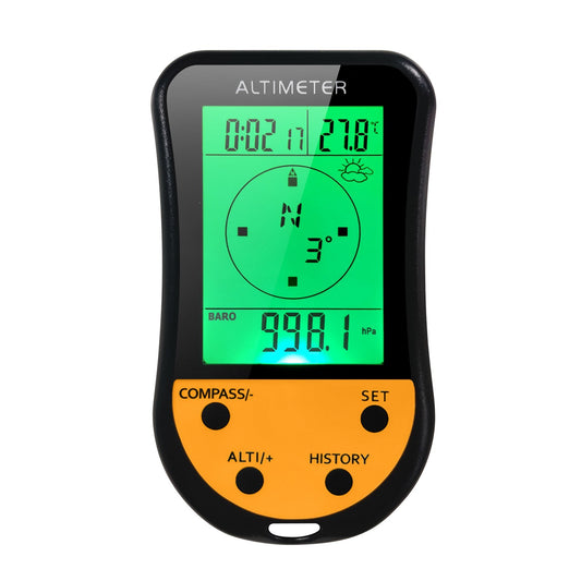 8-in-1 Digital Altimeter: LCD Backlight, Compass, Barometer, Thermometer, Weather Forecast, Clock, & Calendar for Outdoor Adventures