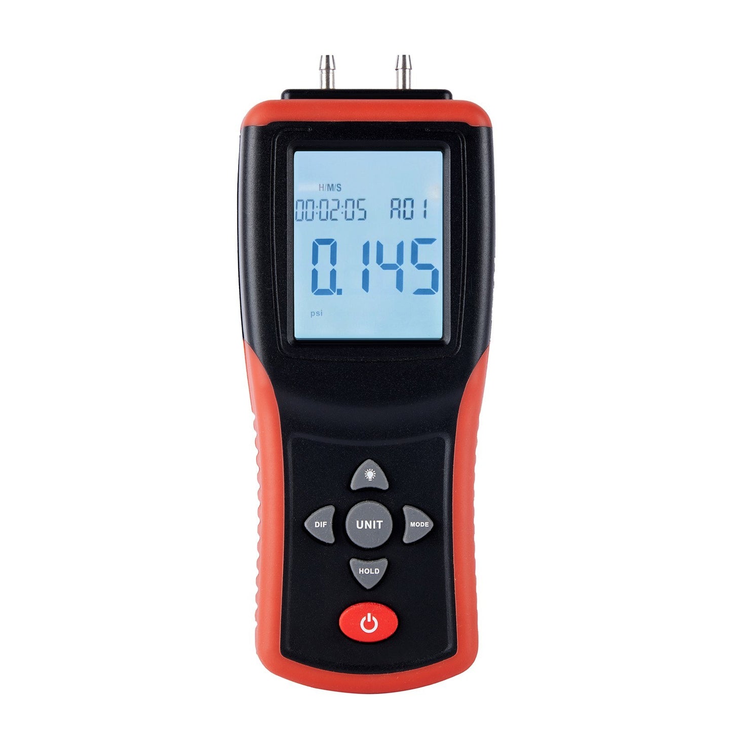 High-Precision Digital Manometer 2.4 LCD | Dual-Port ±2Psi Air Pressure Gauge with 12 Units