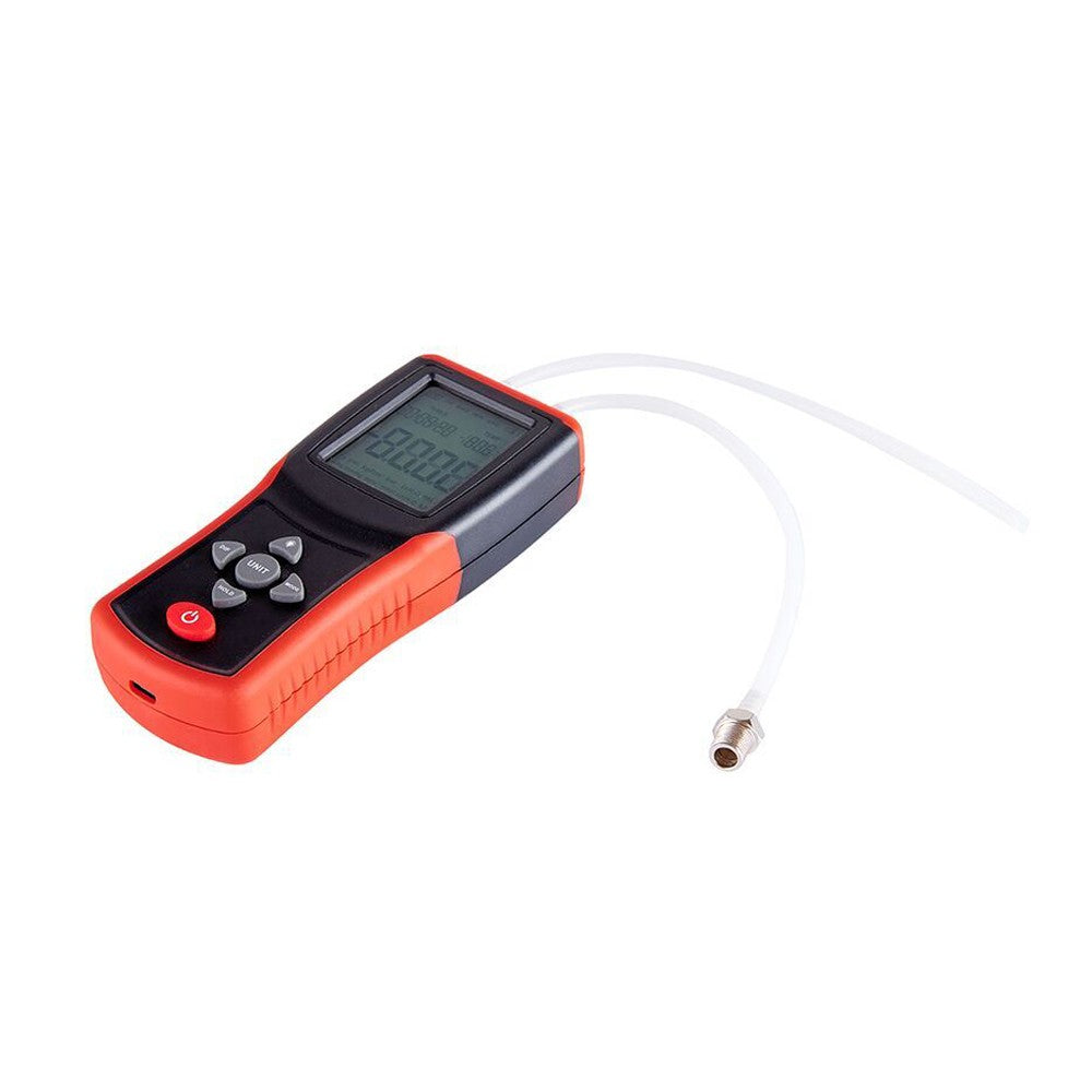 High-Precision Digital Manometer 2.4 LCD | Dual-Port ±2Psi Air Pressure Gauge with 12 Units