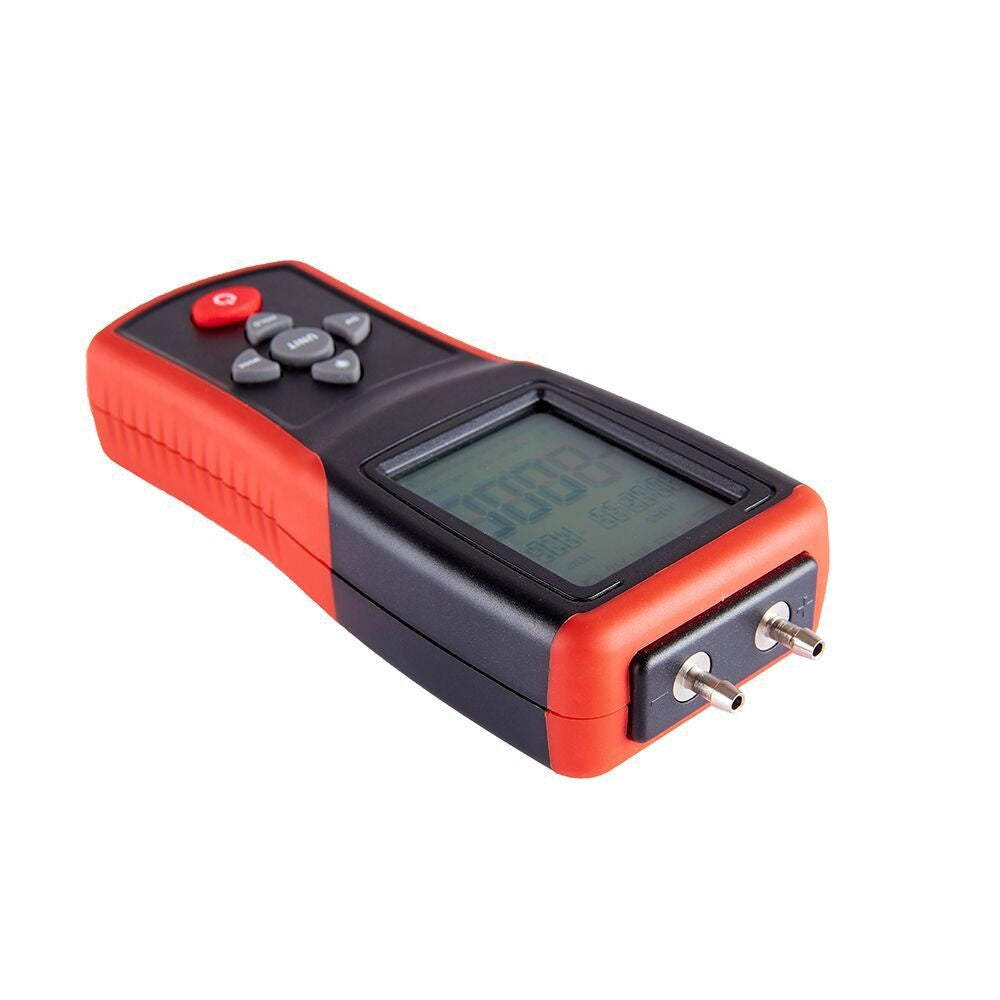 High-Precision Digital Manometer 2.4 LCD | Dual-Port ±2Psi Air Pressure Gauge with 12 Units