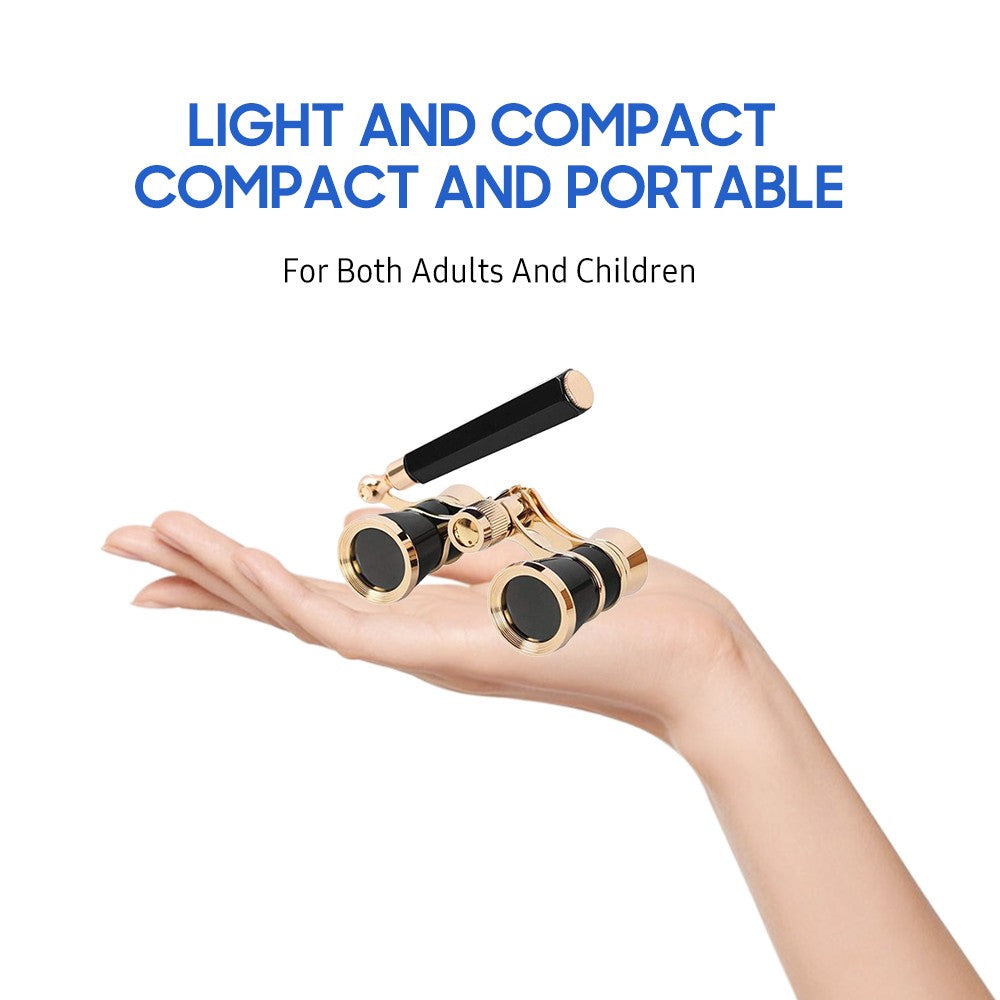 3x25 Retro Mini Metal Binoculars with Foldable Handle for Concerts