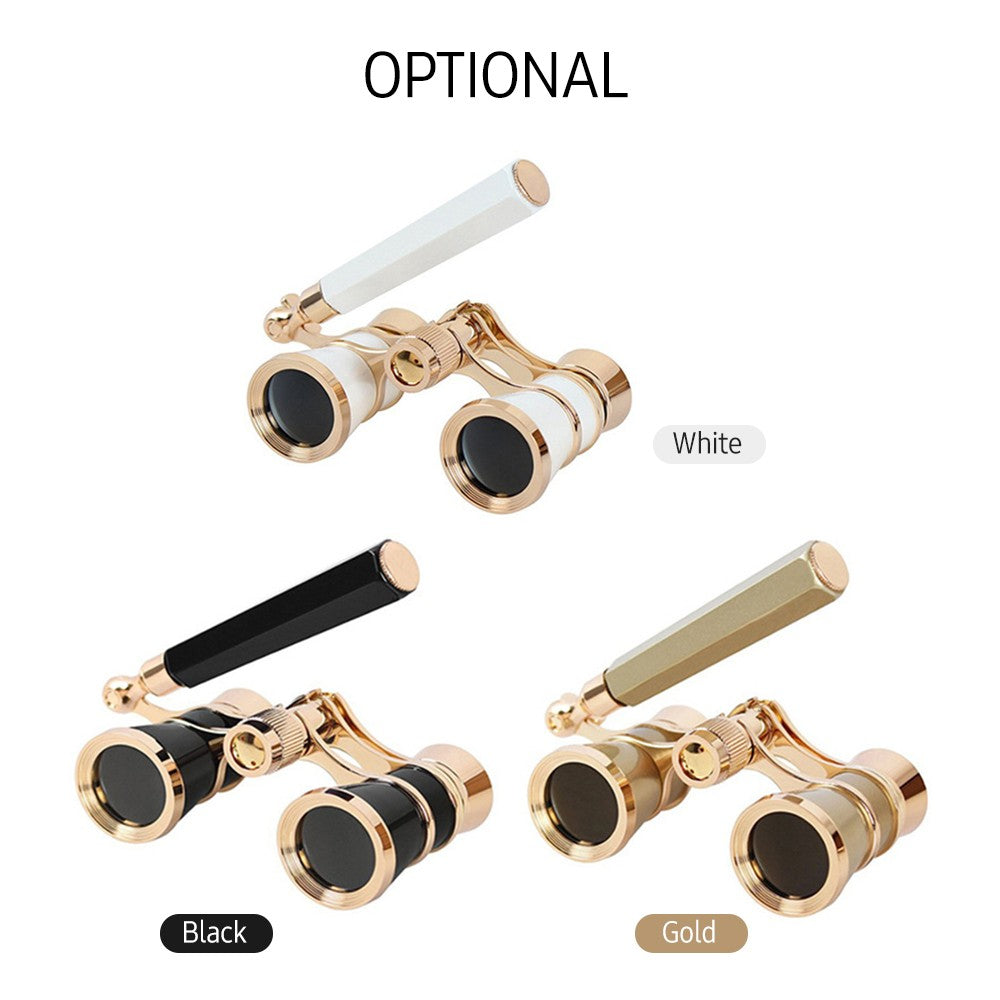 3x25 Retro Mini Metal Binoculars with Foldable Handle for Concerts